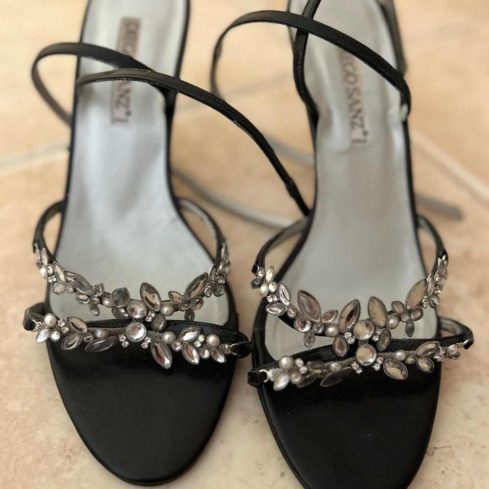 Elegant Black Embellished Heels